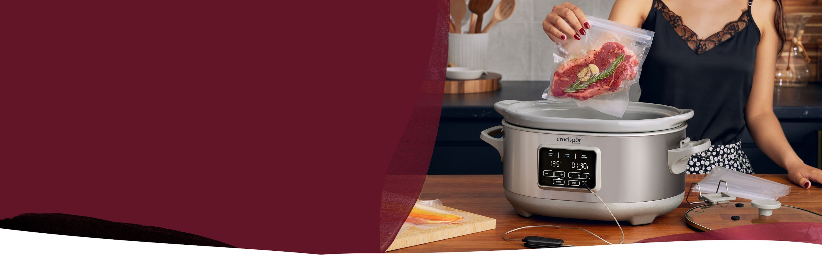 shop banner Slow Cooking Meets Sous Vide | Create & serve perfectly cooked meats, veggies & fish.