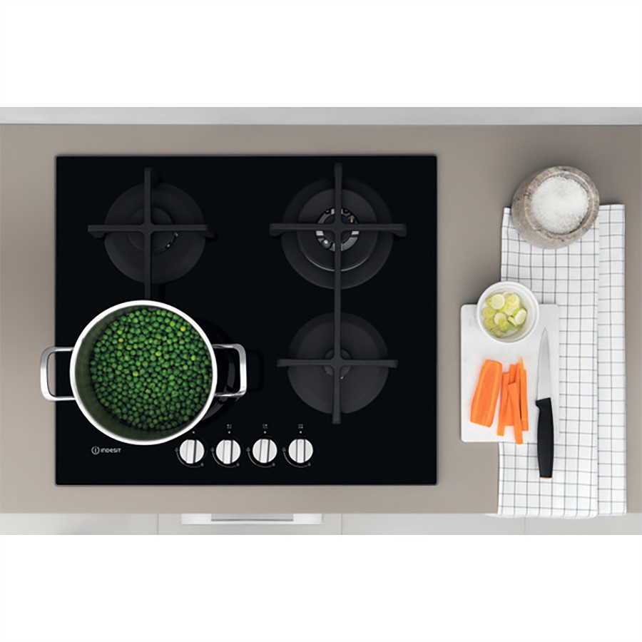 additioanl image for  Indesit Hob Gas 4 Burner Glass Black 