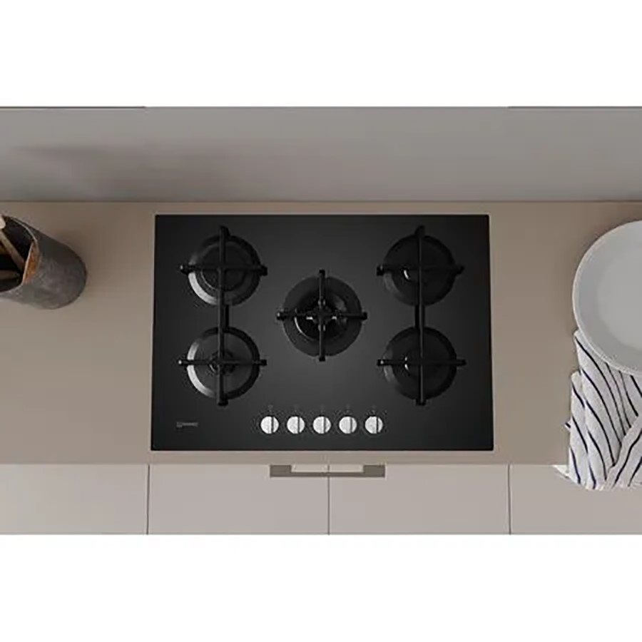 additioanl image for  Indesit Hob Gas 5 Burner Glass Black 