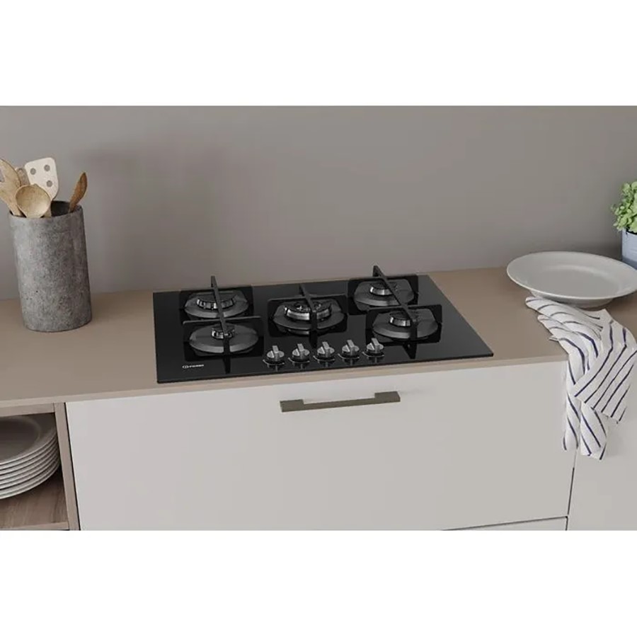 additioanl image for  Indesit Hob Gas 5 Burner Glass Black 