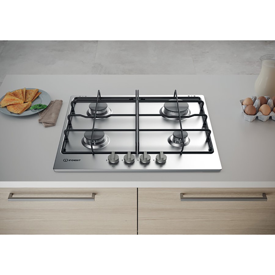 additioanl image for  Indesit Hob Gas 4 Burner Stainless Steel 