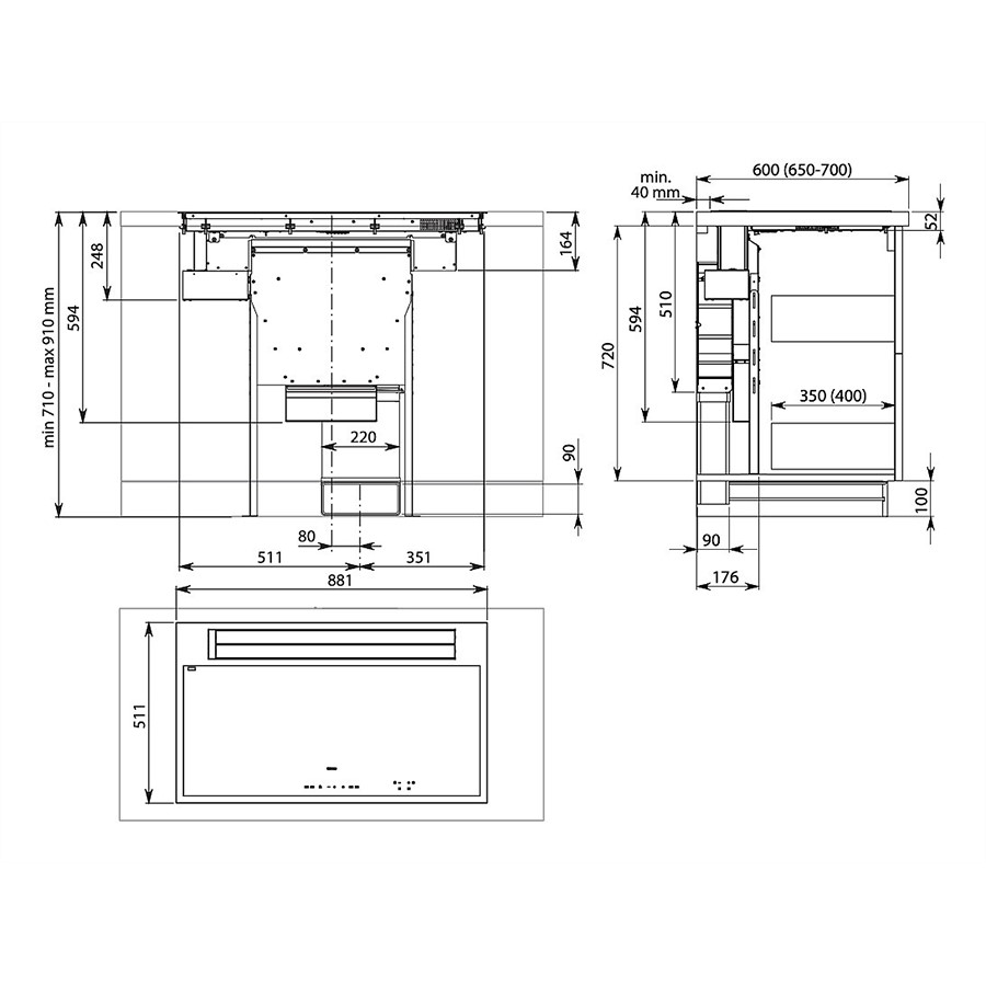 additioanl image for  Falmec Hob Sinestri Black built-in Hood 