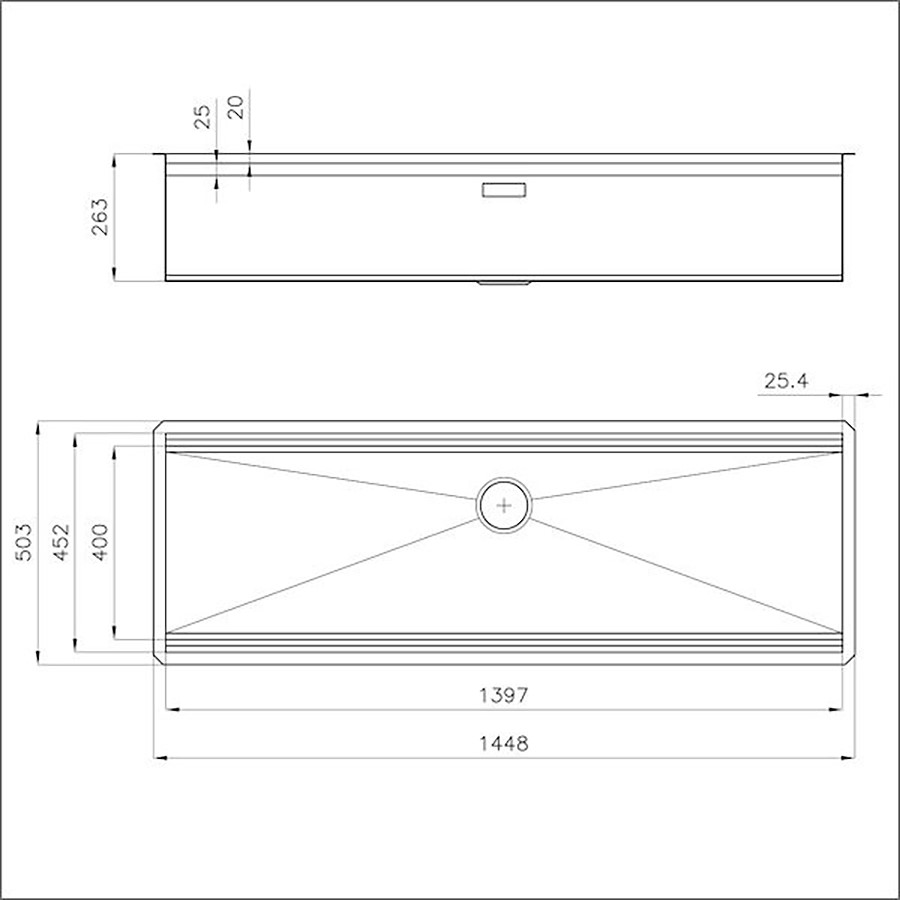 additioanl image for  Foster Sink H/Hour UM S/Steel 145 x 51cm 