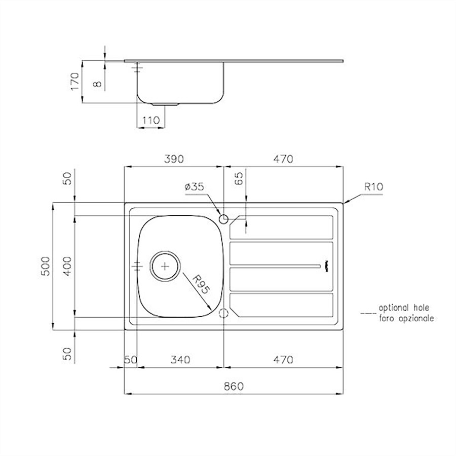 additioanl image for  Foster Sink S1000 S/Steel 86 x 50 cm 
