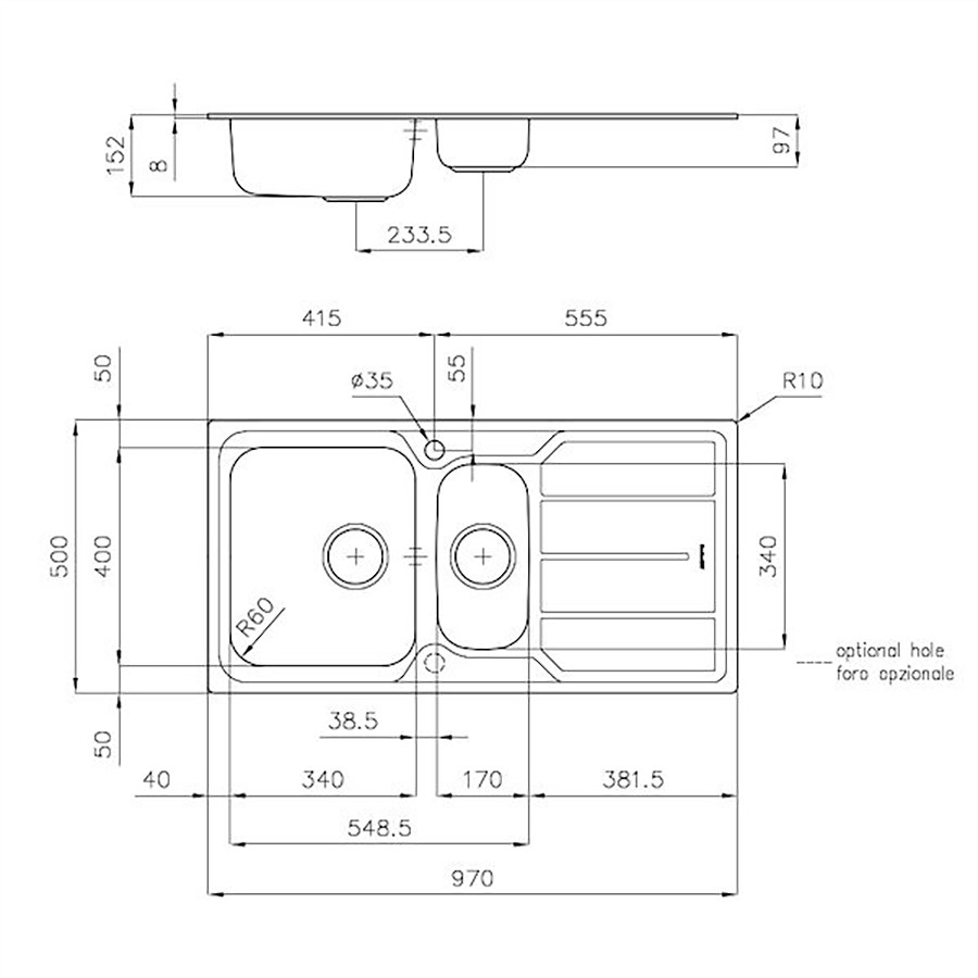 additioanl image for  Foster Sink 1.5 Left Hand Bowl+DR 