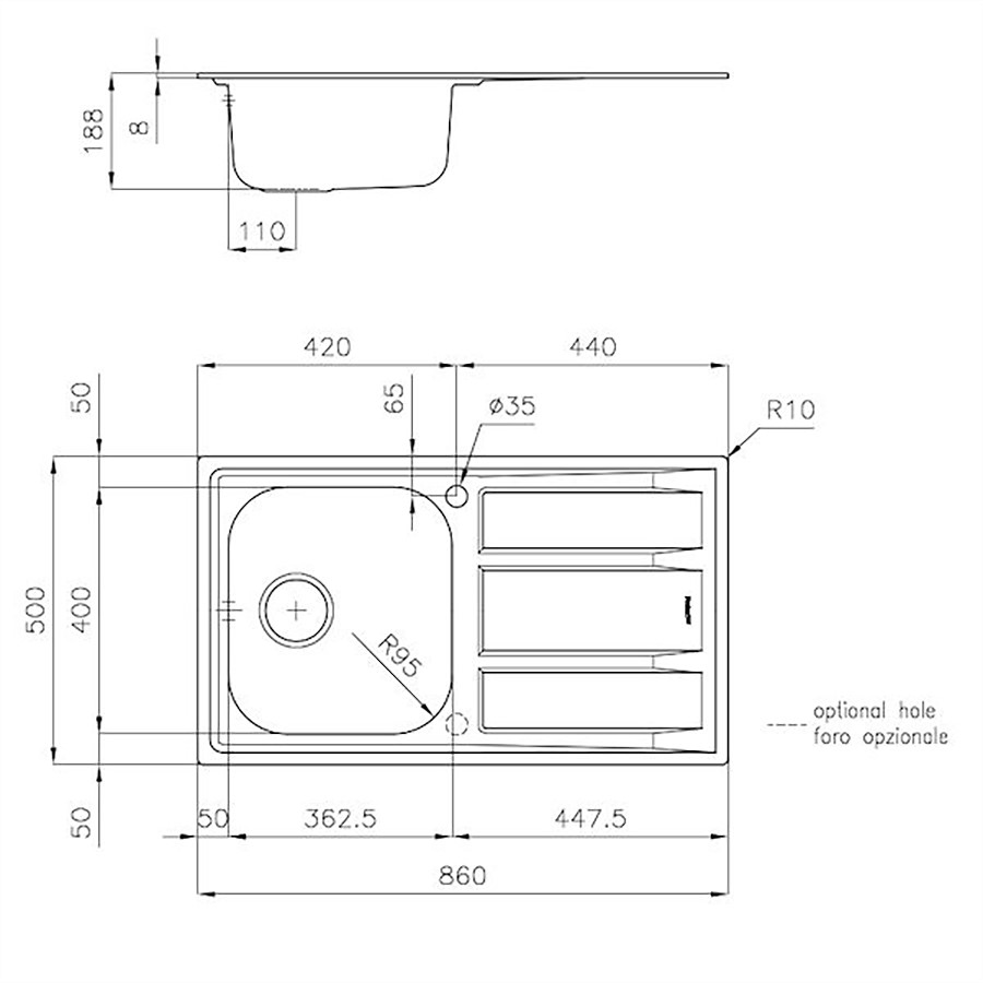 additioanl image for  Foster Sink FM Marine St/St 86x50 