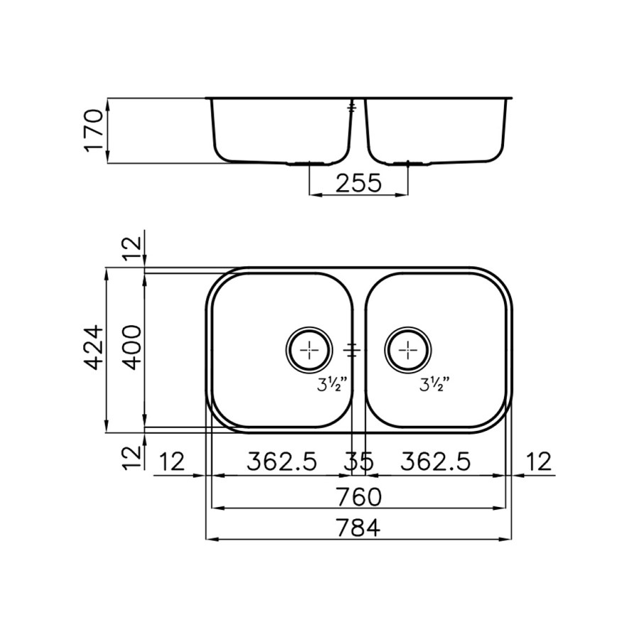 additioanl image for  Foster Sink Elettra UM St/St 78.4x42.4 
