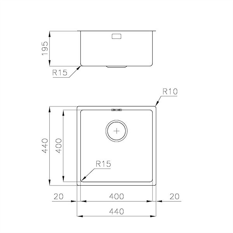 additioanl image for  Foster Sink Undermount St/St 40 x 40 cm 