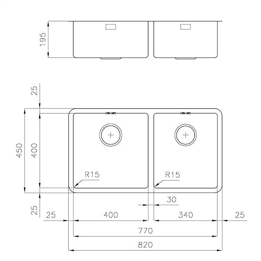 additioanl image for  Foster Sink Undermount St/St 82 x 45 cm 