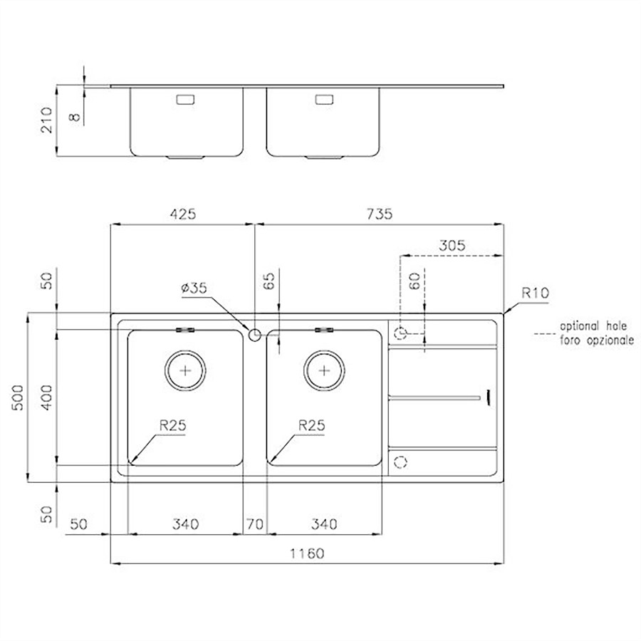 additioanl image for  Foster Sink Evo Stndrd(8mm Edge) St/St 