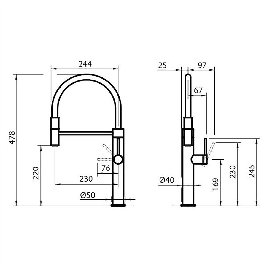 additioanl image for  Foster Mixer Tap Flexible Head Skin Gold 