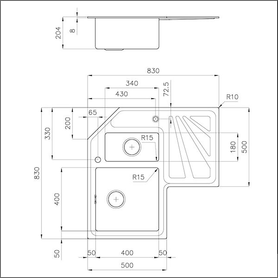 additioanl image for  Foster Sink Angolare St/St 83 x 83 cm 