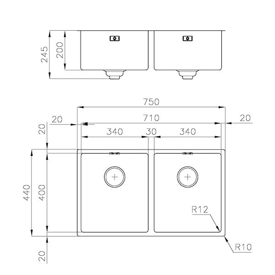 additioanl image for  Foster Skin Double Gun Metal Undermount 