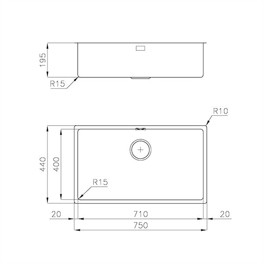 additioanl image for  Foster Sink Undermount St/St 75 x 44 cm 