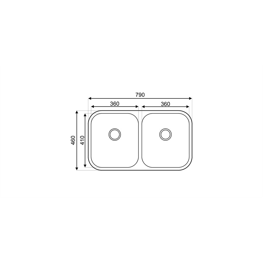 additioanl image for  Asil 2 Bowl Sink No Drain 79 x 46 cm 