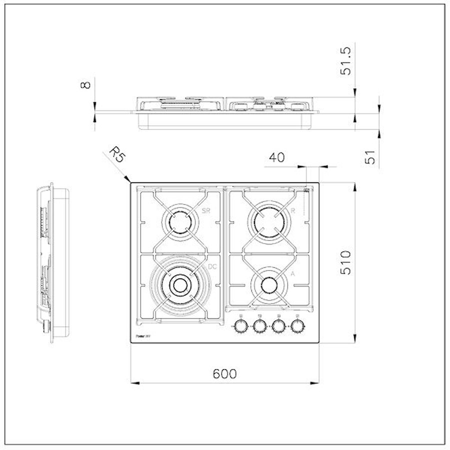 additioanl image for  Foster Cooker Hob Power Glass 60 x 51 cm 