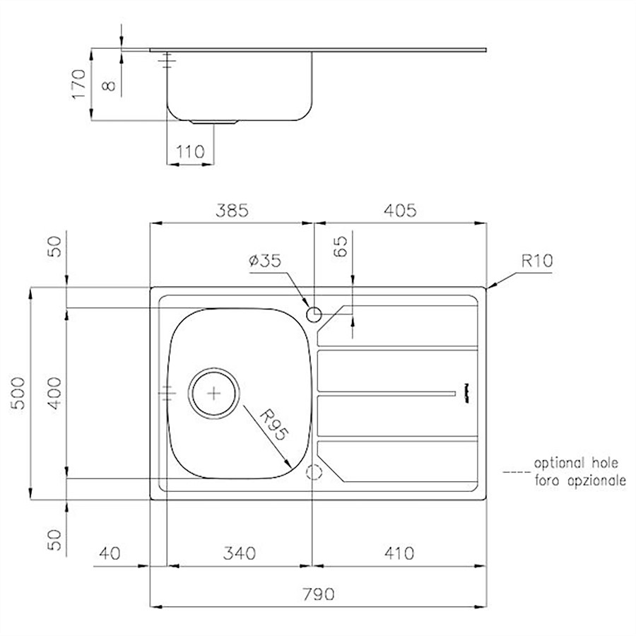 additioanl image for  Foster Sink Kitchen S/Steel 79 x 50 cm 