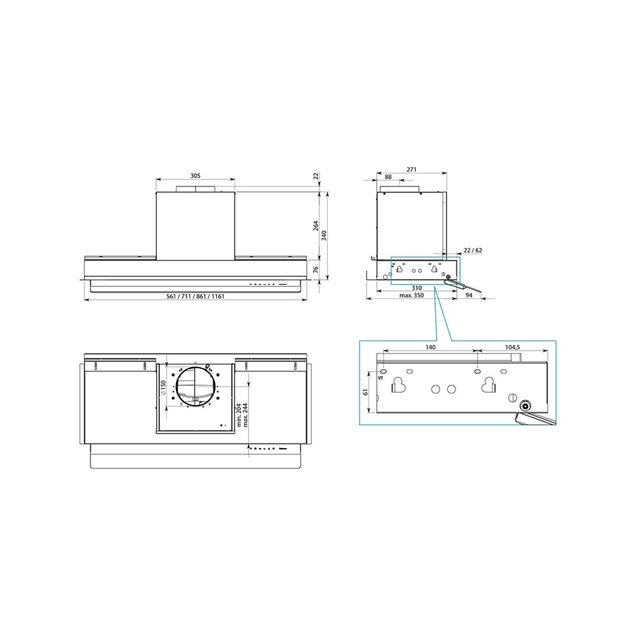 additioanl image for  Falmec Hood Virgola NRS Touch 120 cm 