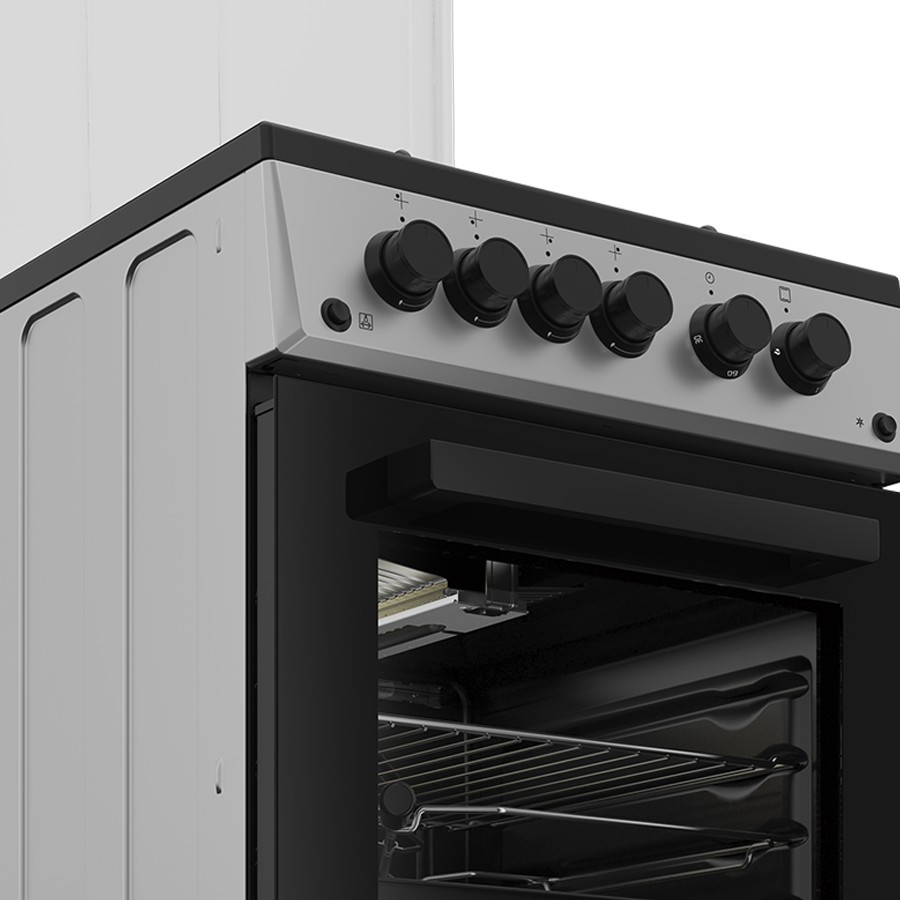 additioanl image for  Beko Gas Cooker Black S/Steel 4 Burners 