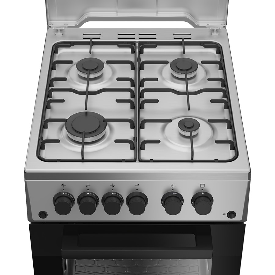additioanl image for  Beko Gas Cooker Black S/Steel 4 Burners 