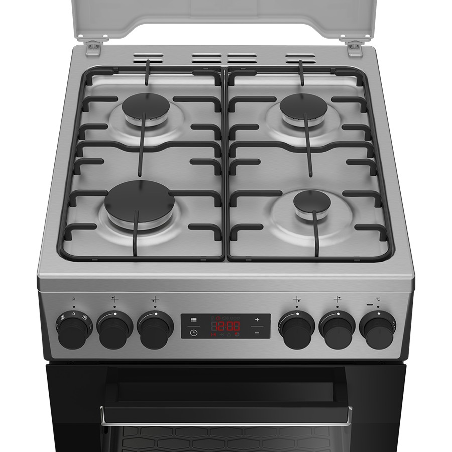 additioanl image for  Beko Gas Cooker Black S/Steel 4 Burners 