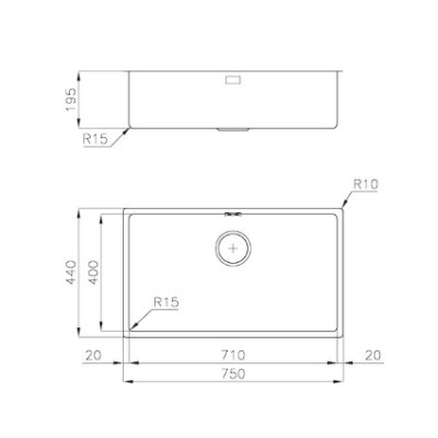 additioanl image for  Foster Sink Um Gun Metal St/St 75 x 44 