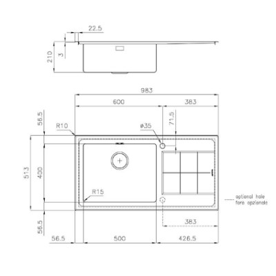 additioanl image for  Foster Sink Flat Edge St/St 98.3 x 51.3 