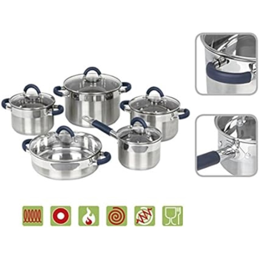 additioanl image for  Jata Set of 5 S/Steel Saucepans & Lids 