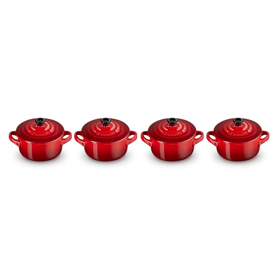 additioanl image for  Le Creuset Round 4 Mini Cocottes Cerise 