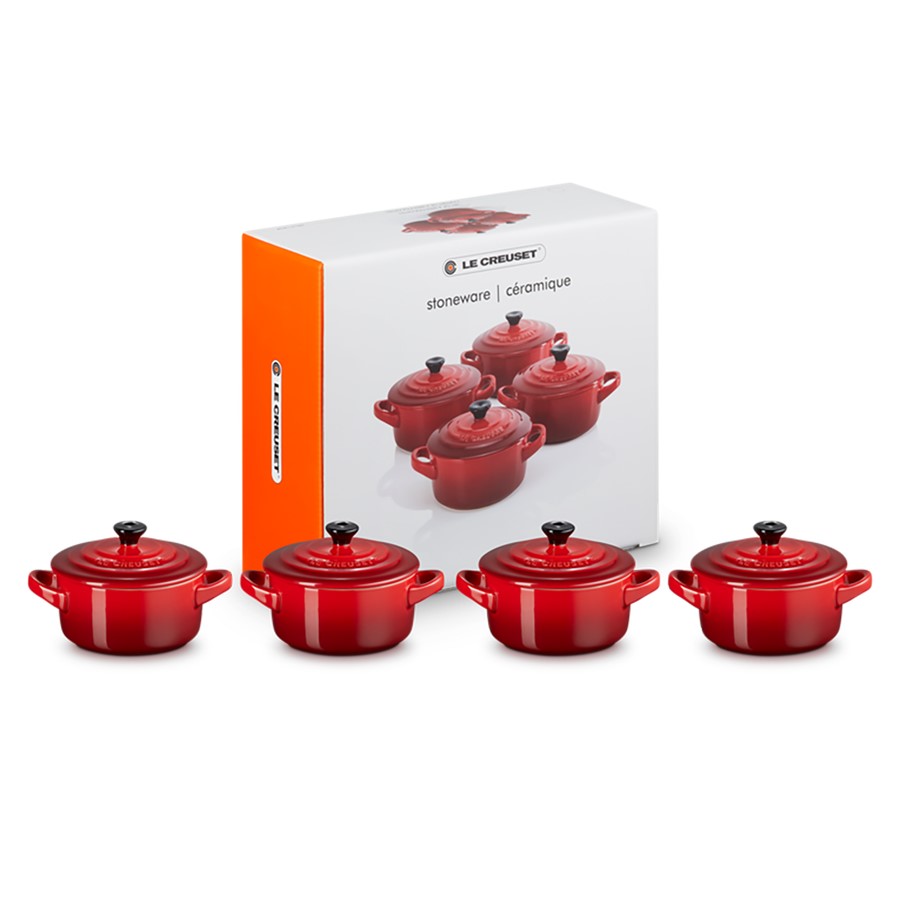 additioanl image for  Le Creuset Round 4 Mini Cocottes Cerise 