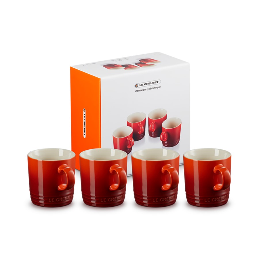 additioanl image for  Le Creuset 4 Coffee Mugs Cerise 350 ml 
