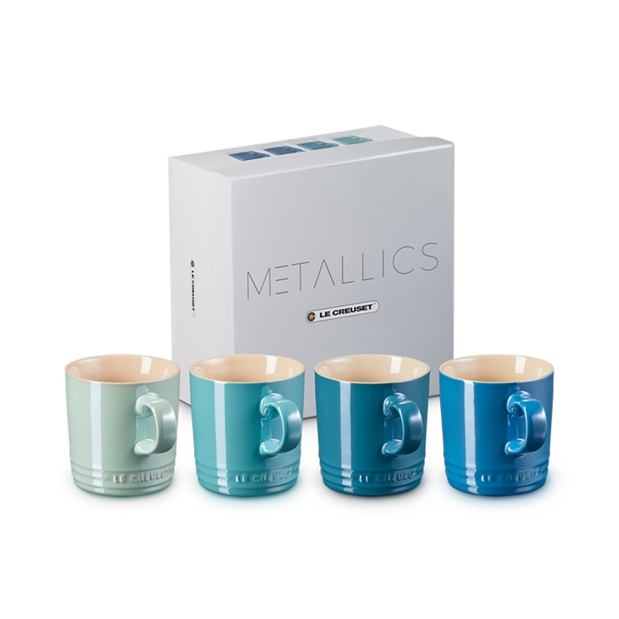 additioanl image for  Le Creuset 4 Metallics Mugs Cool 350 ml 