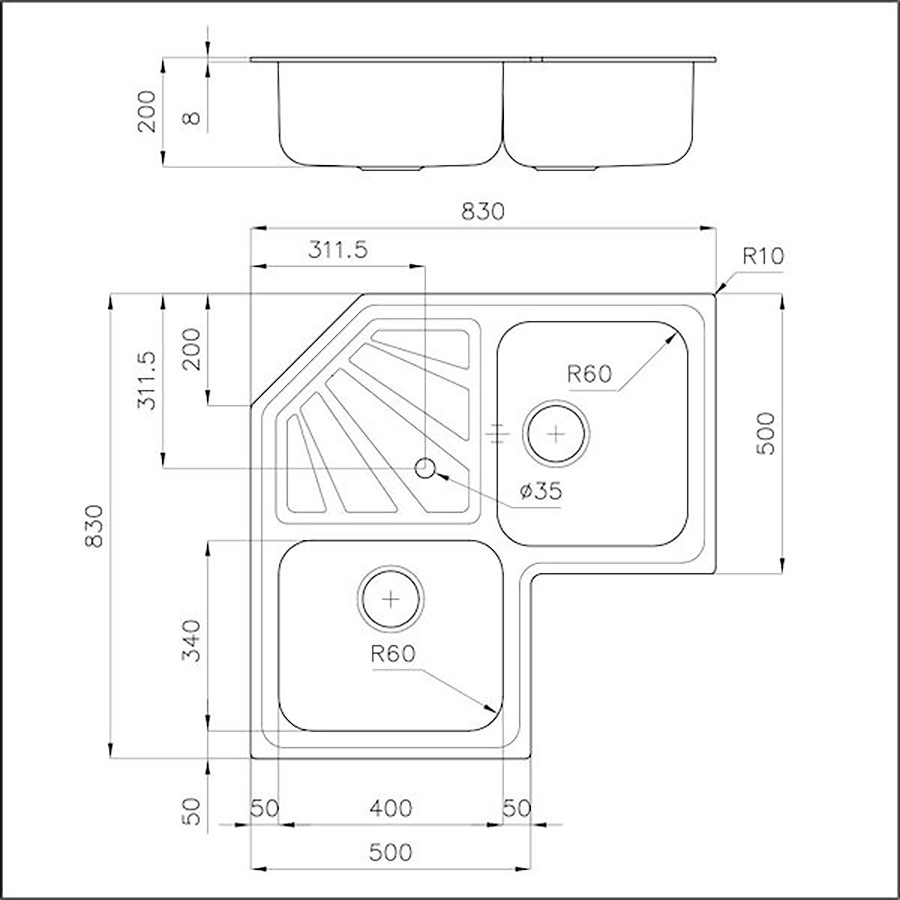 additioanl image for  Foster Sink Angolare Stndrd (8mm Edge) 