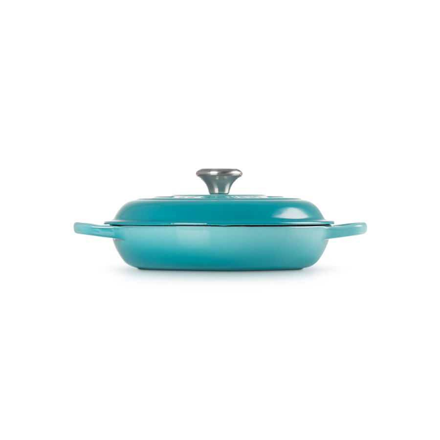 additioanl image for  Le Creuset Shallow Sign. Braiser Teal 