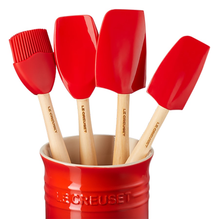 additioanl image for  Le Creuset Crock with 4 Spatulas Cherise 