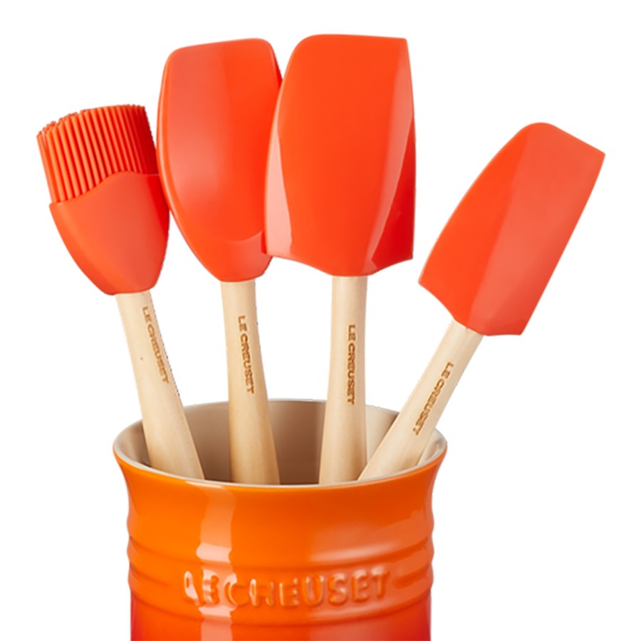 additioanl image for  Le Creuset Crock with 4 Spatulas Flame 