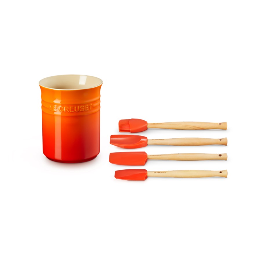 additioanl image for  Le Creuset Crock with 4 Spatulas Flame 