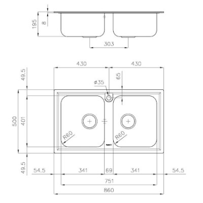 additioanl image for  Foster Sink Elettra Standard (8 mm Edge) 