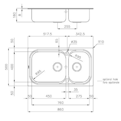 additioanl image for  Foster Sink Big Bowl S/Steel 86 x 50 cm 