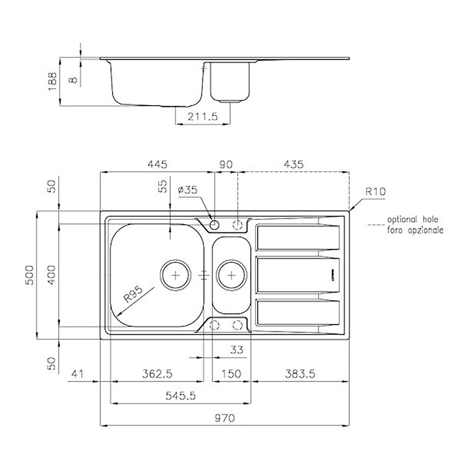 additioanl image for  Foster Sink FM Marine St/St 97x50 