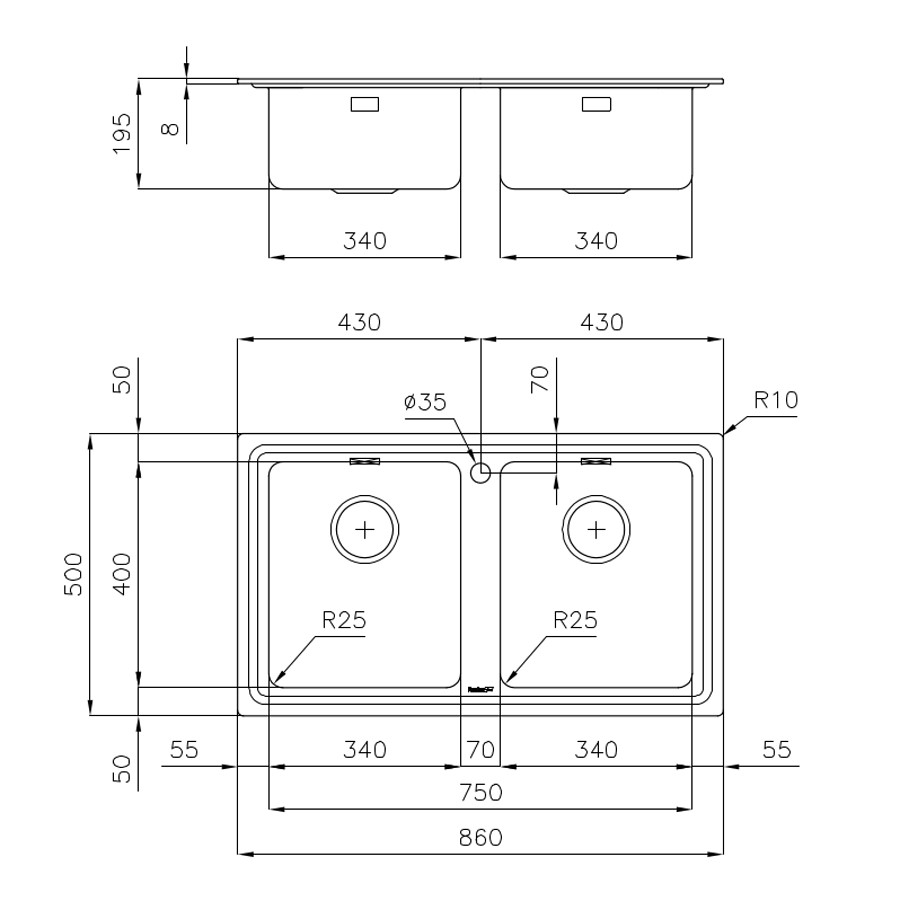 additioanl image for  Foster Sink Evo Stndrd (8mm Edge) St/St 
