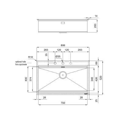 additioanl image for  Foster Sink Milanello Gold 81 x 52 cm 