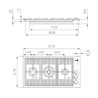 additioanl image for  Foster Gas Cooker Hob Milanello 3B SS 