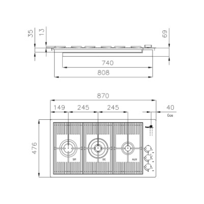 additioanl image for  Foster Gas Cooker Hob Milanello 3B GM 