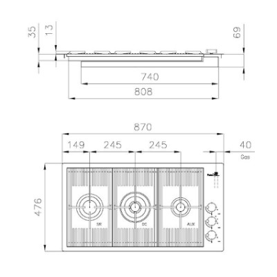 additioanl image for  Foster Gas Cooker Hob Milanello 3b Gold 