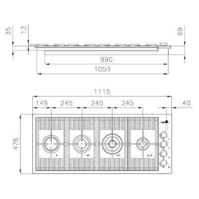 additioanl image for  Foster Gas Cooker Hob Milanello 4b SS 