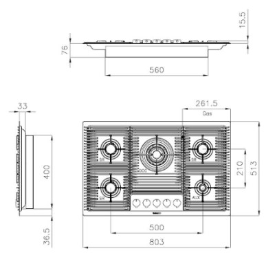 additioanl image for  Foster Gas Cooker Hob Milanello 5b SS 