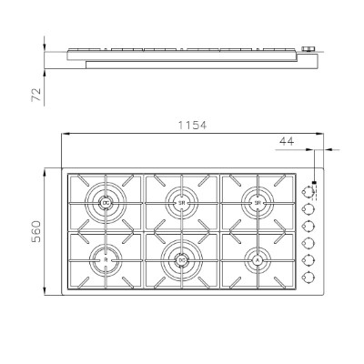 additioanl image for  Foster Gas Cooker milano 6B Pvd Gold 