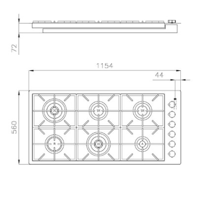 additioanl image for  Foster Gas Cooker Hob Milano 6B Stain.st 