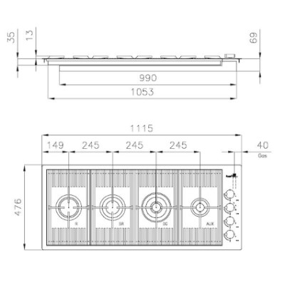 additioanl image for  Foster Gas Cooker Hob Milanello 4b Cop 